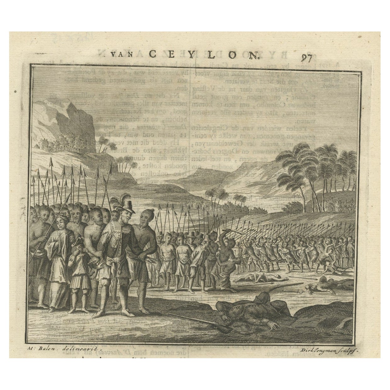 Antique Print of Don Pedro in Ceylon or Sri Lanka, 1726 For Sale