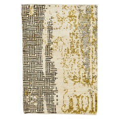 Tappeto moderno fatto a mano in stile decostruzione personalizzato in lana beige