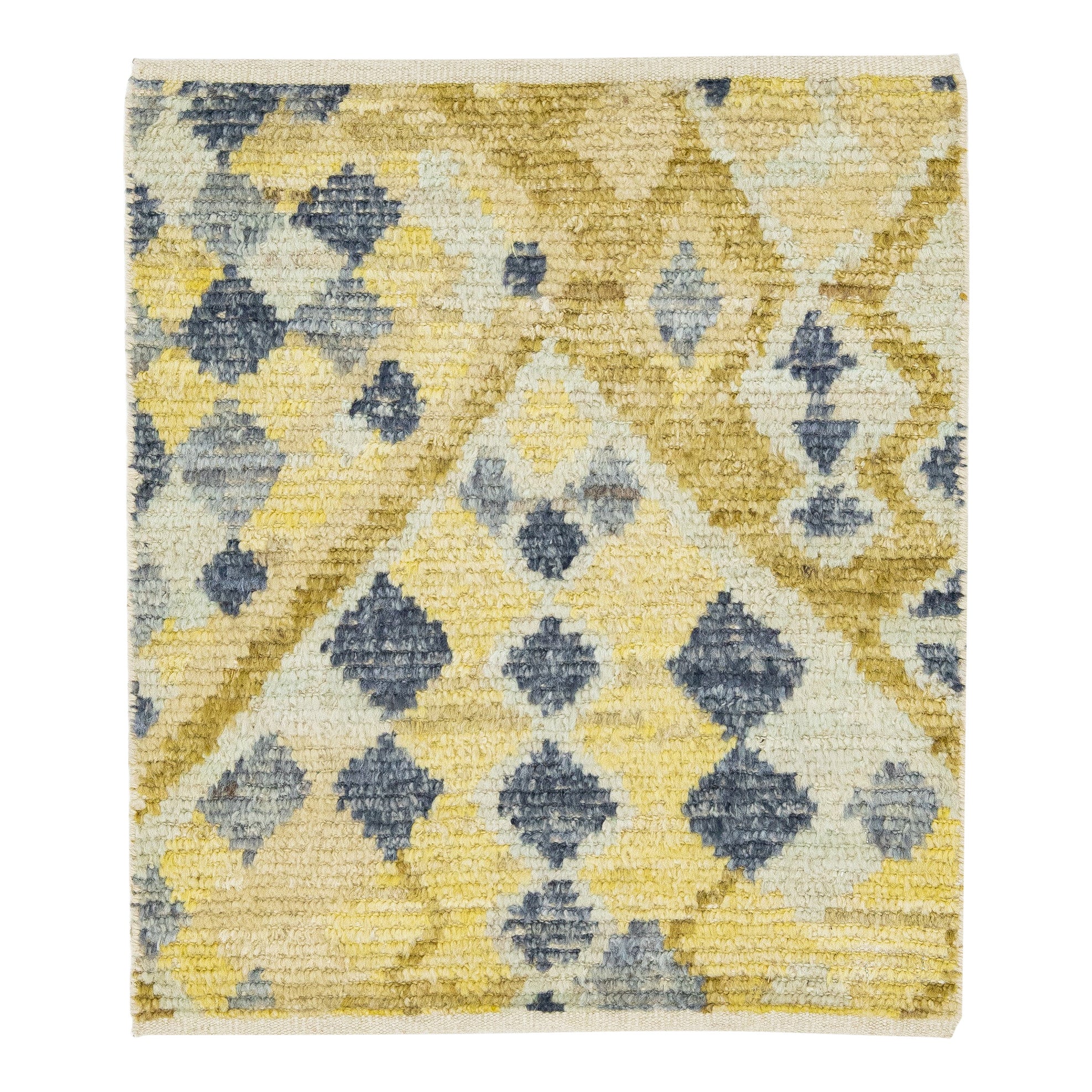 Modern Moroccan Berber Style Handmade Yellow Custom Wool Rug For Sale