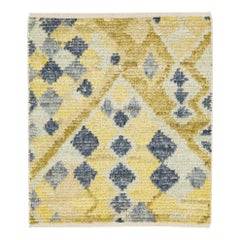 Tapis en laine jaune moderne de style berbère marocain fait à la main