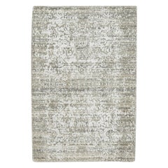 Alfombra contemporánea de lana gris abstracta hecha a mano