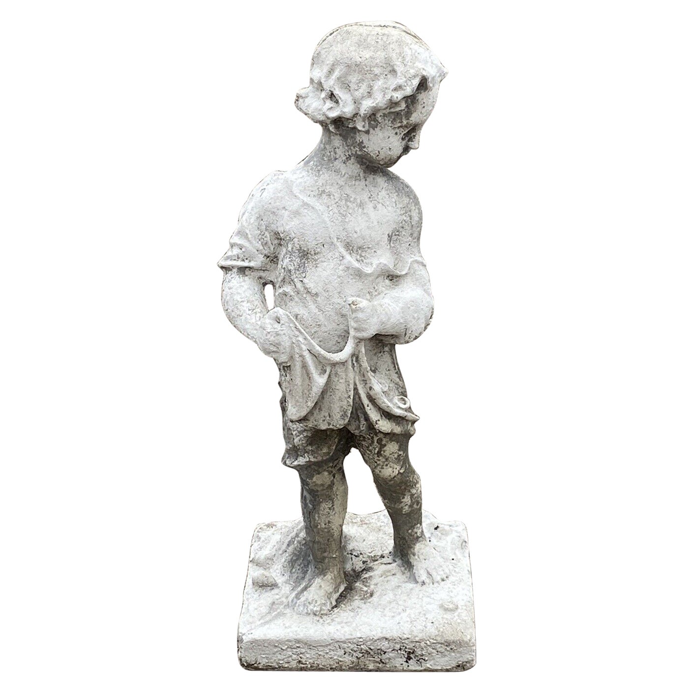 Statue de jardin vintage en forme de chérubin à quatre saisons Putti en ciment moulé pour ornement de jardin en vente