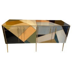 Colored Glass Sideboard, Northern Italy, Circa 1970