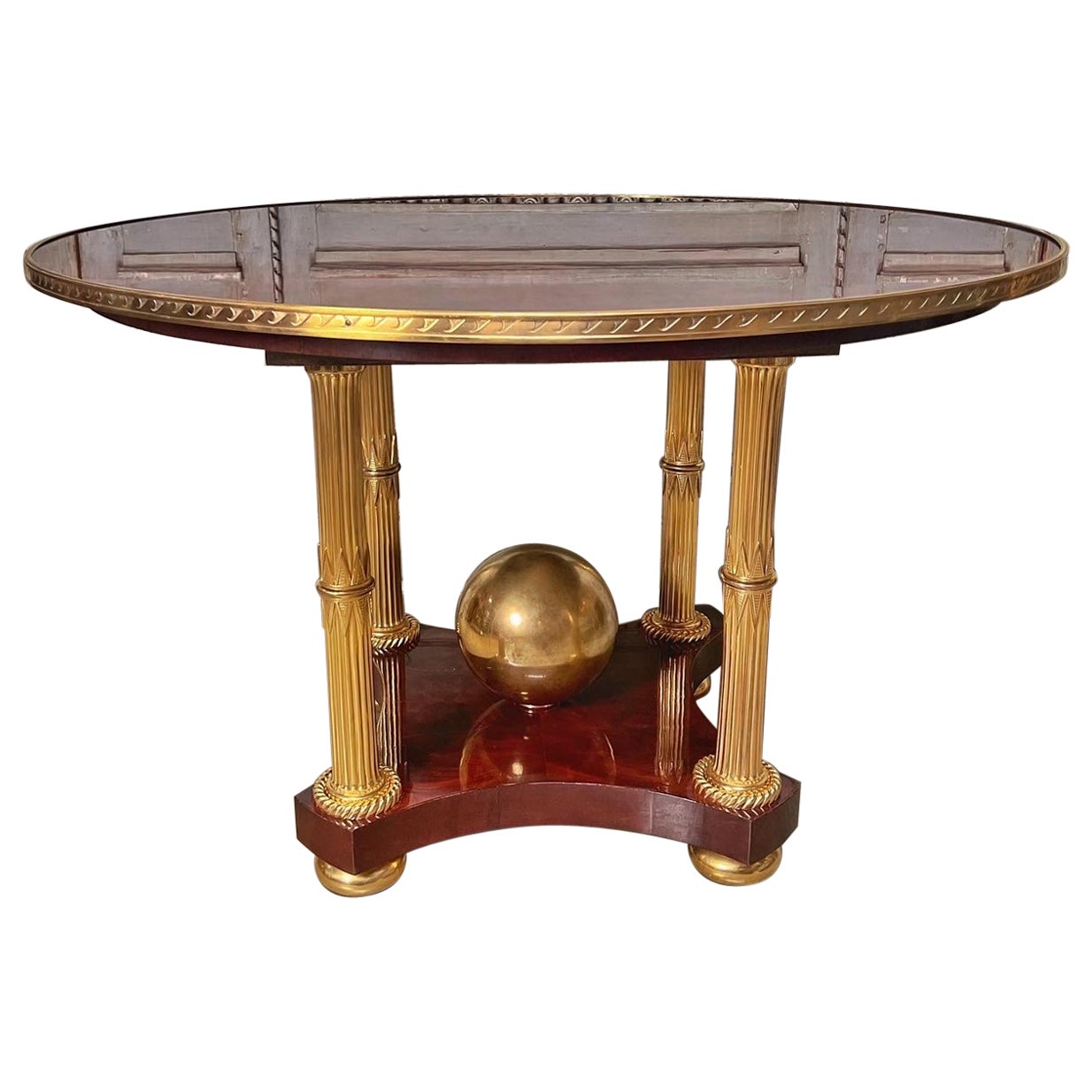 Neoclassical Style Mahogany and Broze Dore Center Table