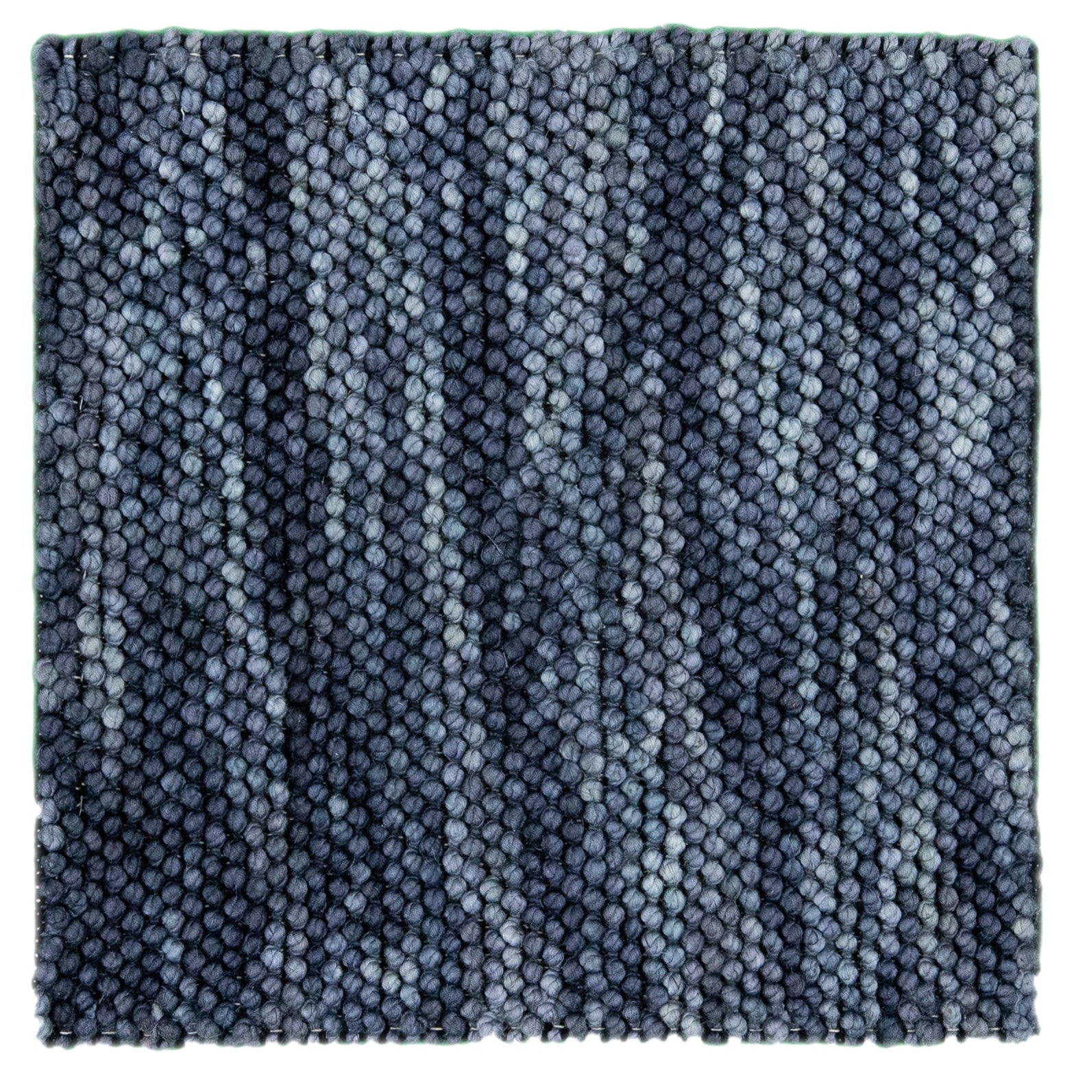 Blaue Moderne Textur Handgefertigter Wollteppich