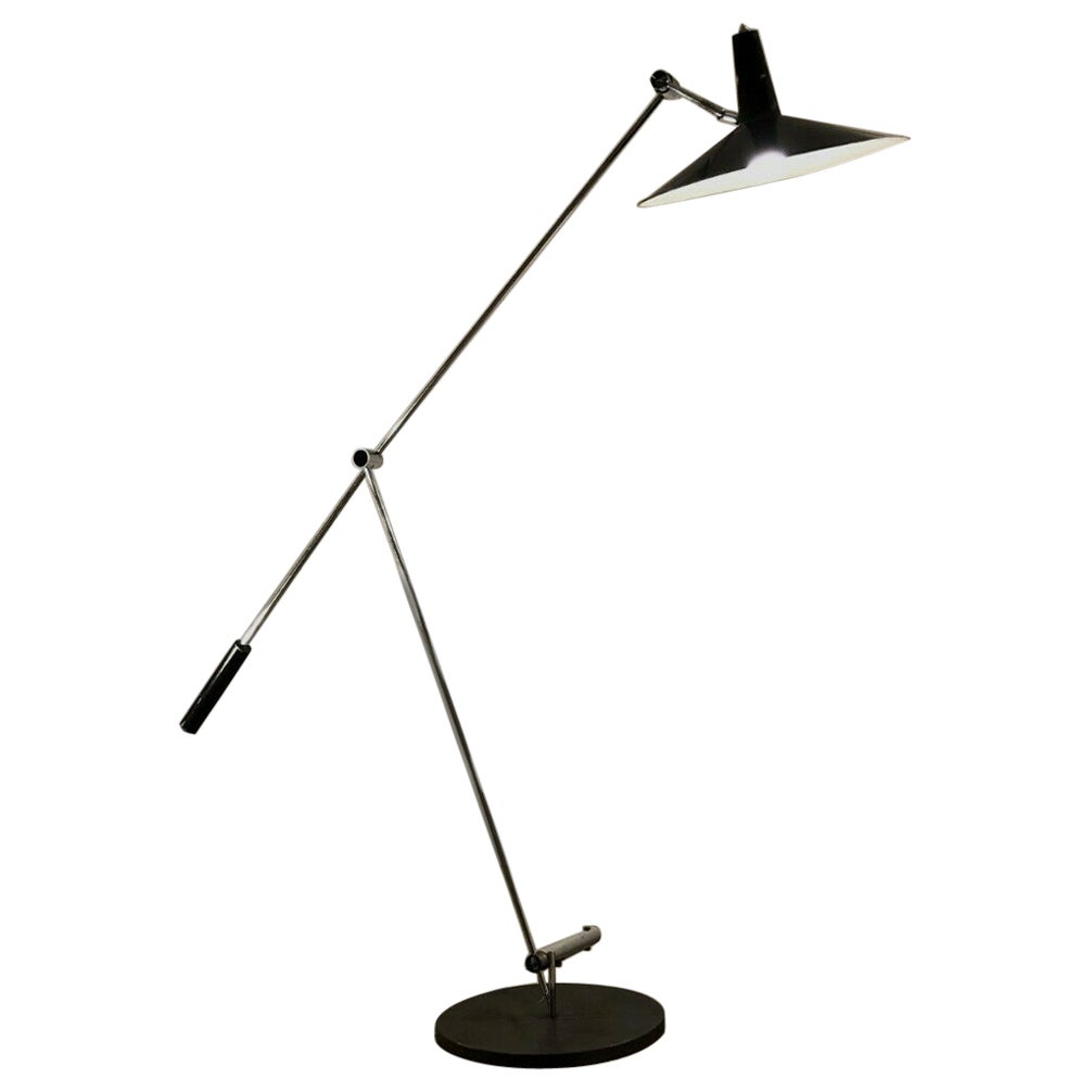 A MID-CENTURY-MODERN FLOOR LAMP by RICO & ROSEMARIE BALTENSWEILER, Swiss 1950 For Sale