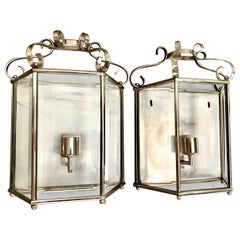 Pair 1960's Wall Sconces in Chromed Metal and Glass