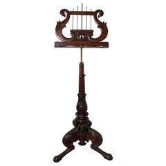 Antique Mahogany Hand Carved Music Stand