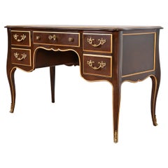 Vintage Kindel Furniture French Louis XV Mahogany and Gold Gilt Bureau Plat Desk