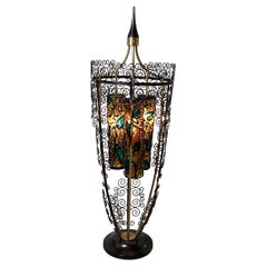Vintage Mid Century Iron Urn Form Table Lamp 