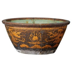 Antique Chinese Oval Fish Bowl Planter