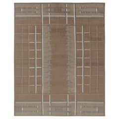 Rug & Kilim’s Swedish Deco style rug in Beige-Brown and Gray Geometric Patterns