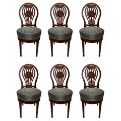 Set of 6 French Louis XVI Carved Walnut Chairs