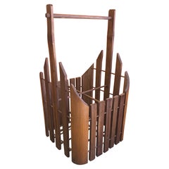 Four Bottle Bamboo Wine Holder with Handle