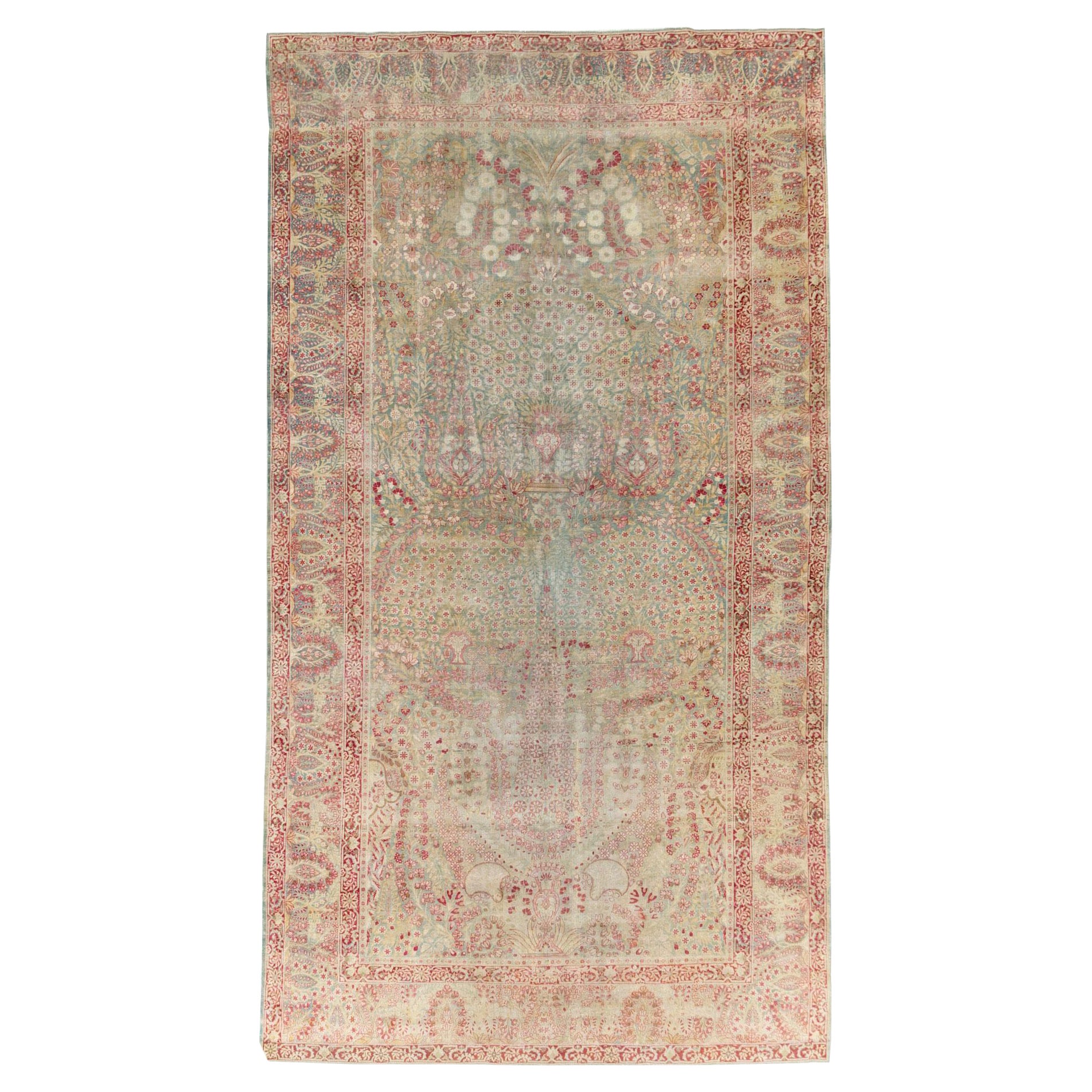 Early 20th Century Handmade Persian Lavar Kerman Gallery Carpet