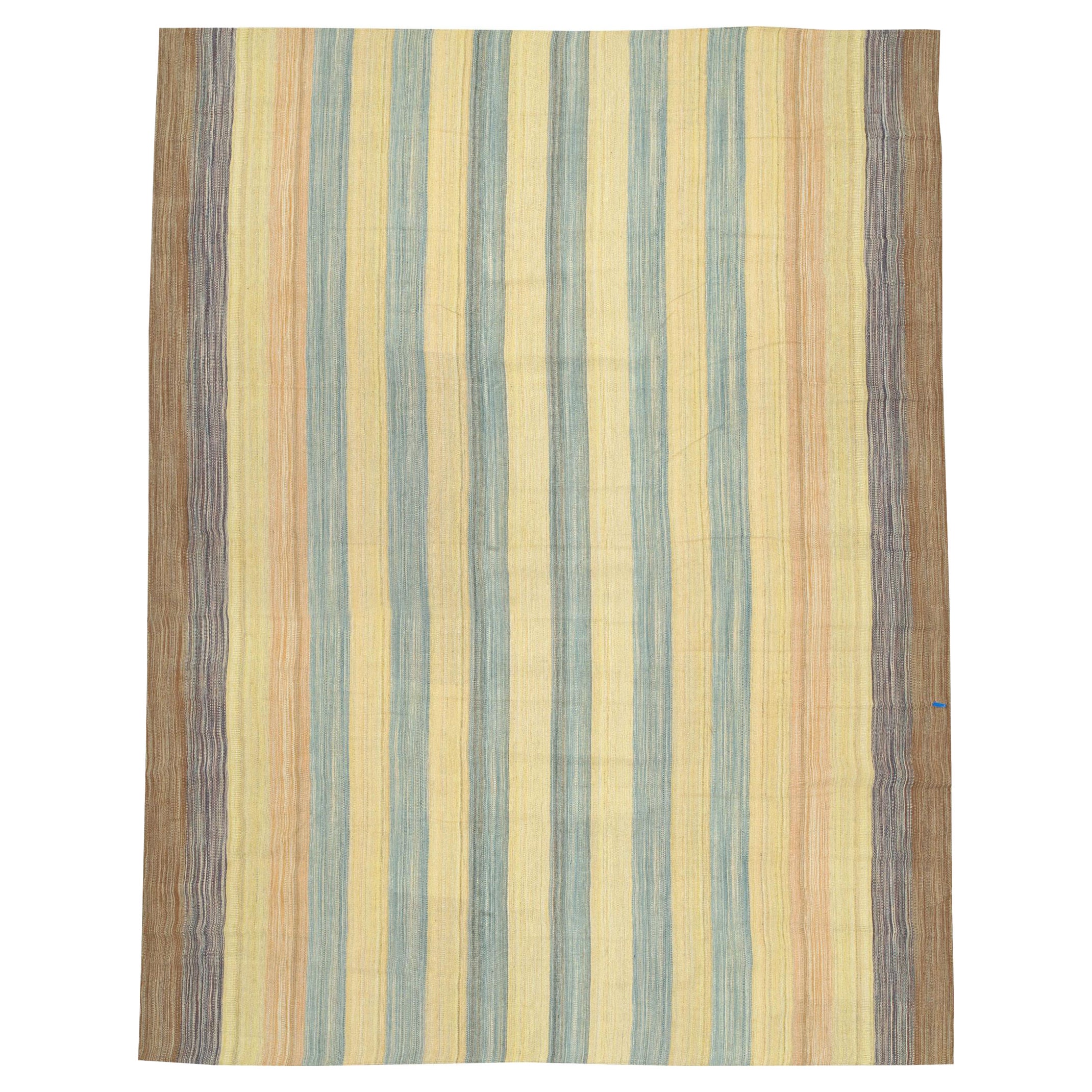 Tapis Kilim turc surdimensionné contemporain fait à la main à tissage plat