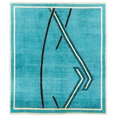 Mid-20th Century Handmade Persian Mashad Art Deco Square Accent Rug