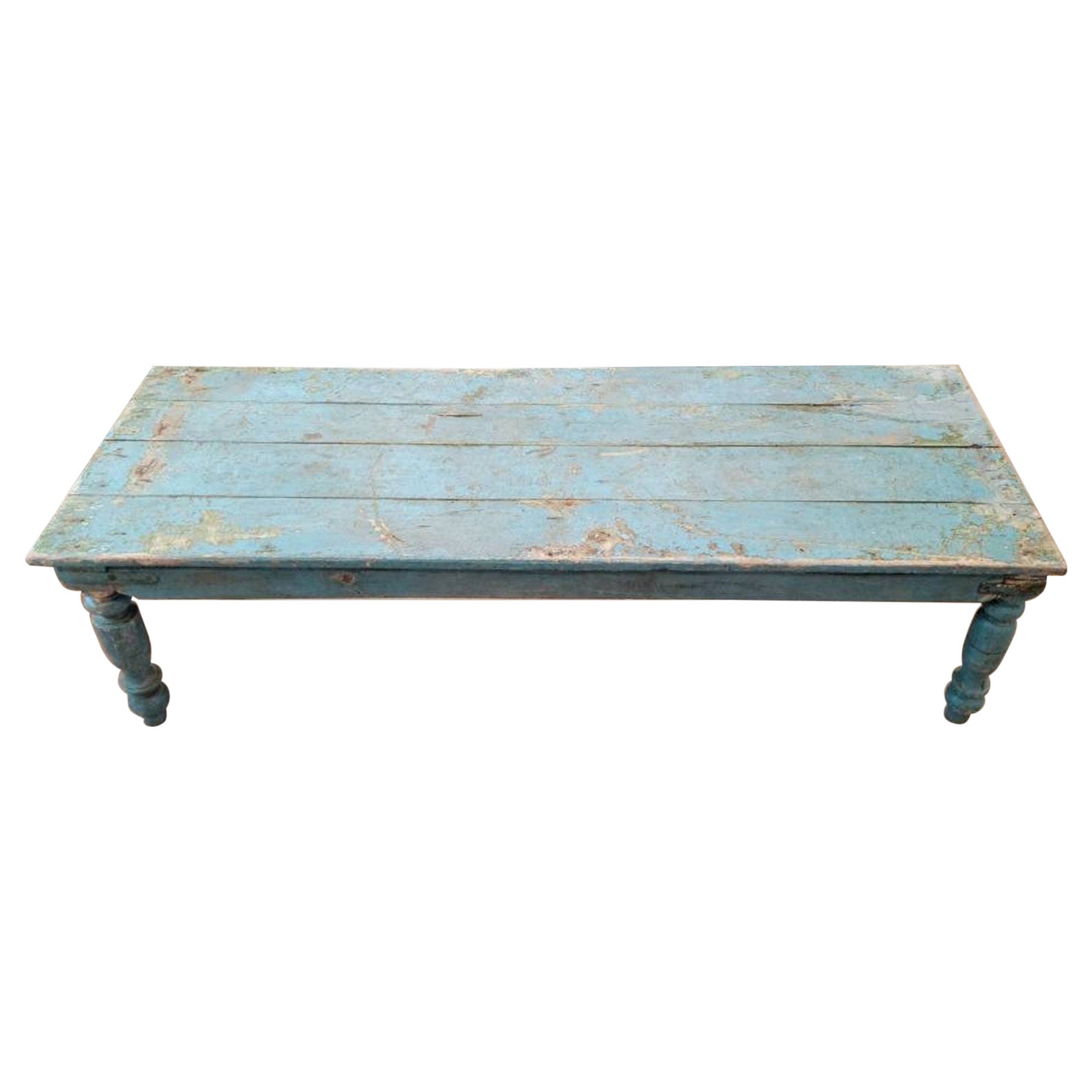 Antique Victorian Farmhouse Painted Pine Coffee Table