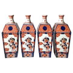 Rare Set of 4 Meiji Period Imari Bottle Form Vases