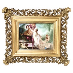 Antique 19th Century Painting on Porcelain in Gilt Frame