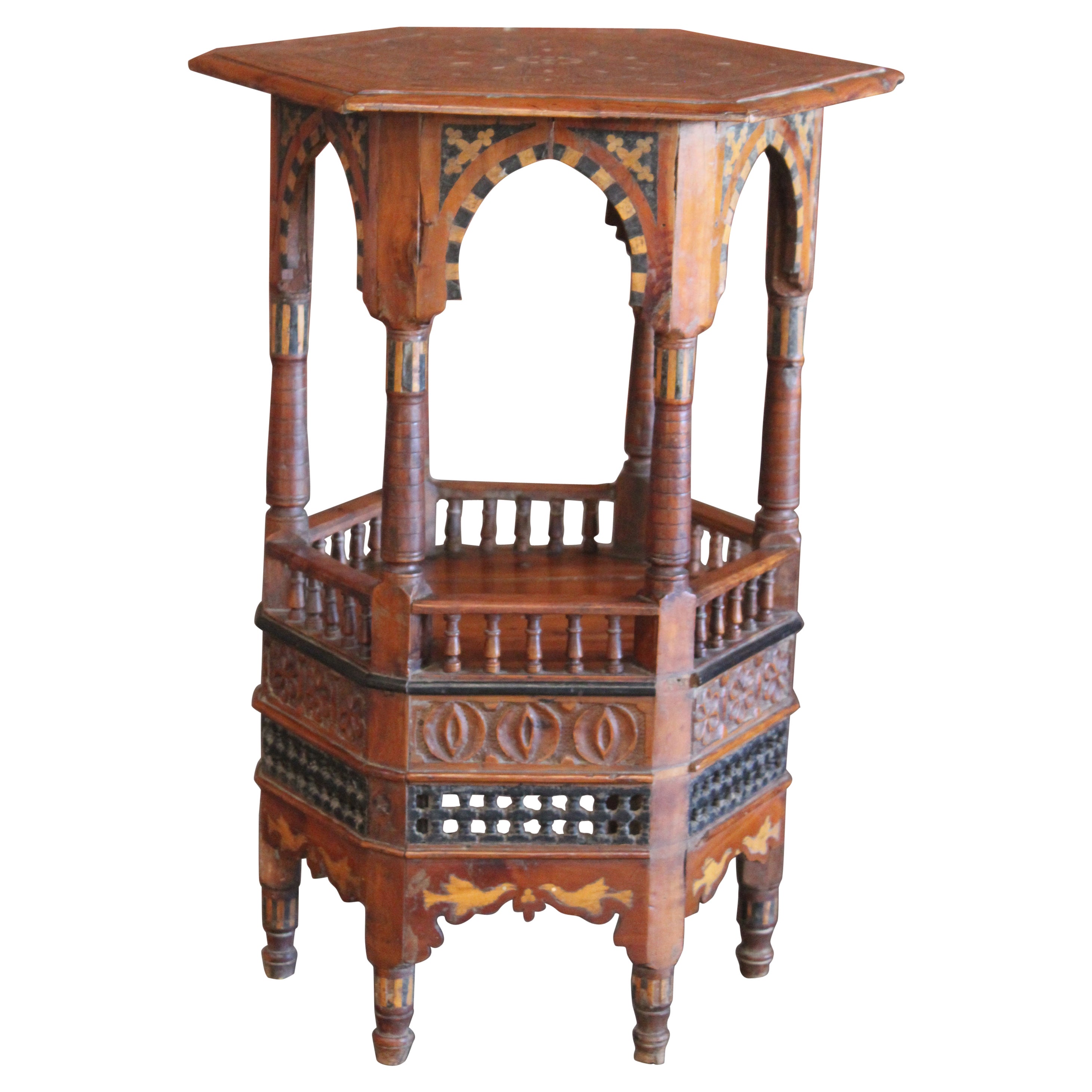 Antique 19th Century Moorish Inlaid Side Table with Pearl For Sale