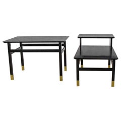 2 MCM Founders Furn Side Tables Black Brass Sabots Coronado Group Luther Draper