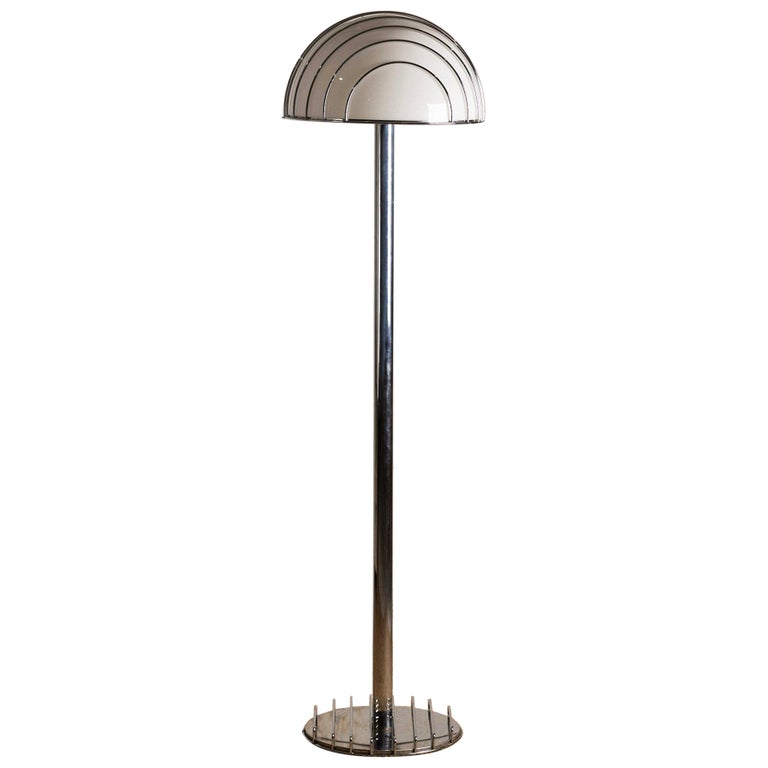 Adalberto Dal Lago for Esperia “Griglia” Space Age Chrome Floor Lamp For Sale