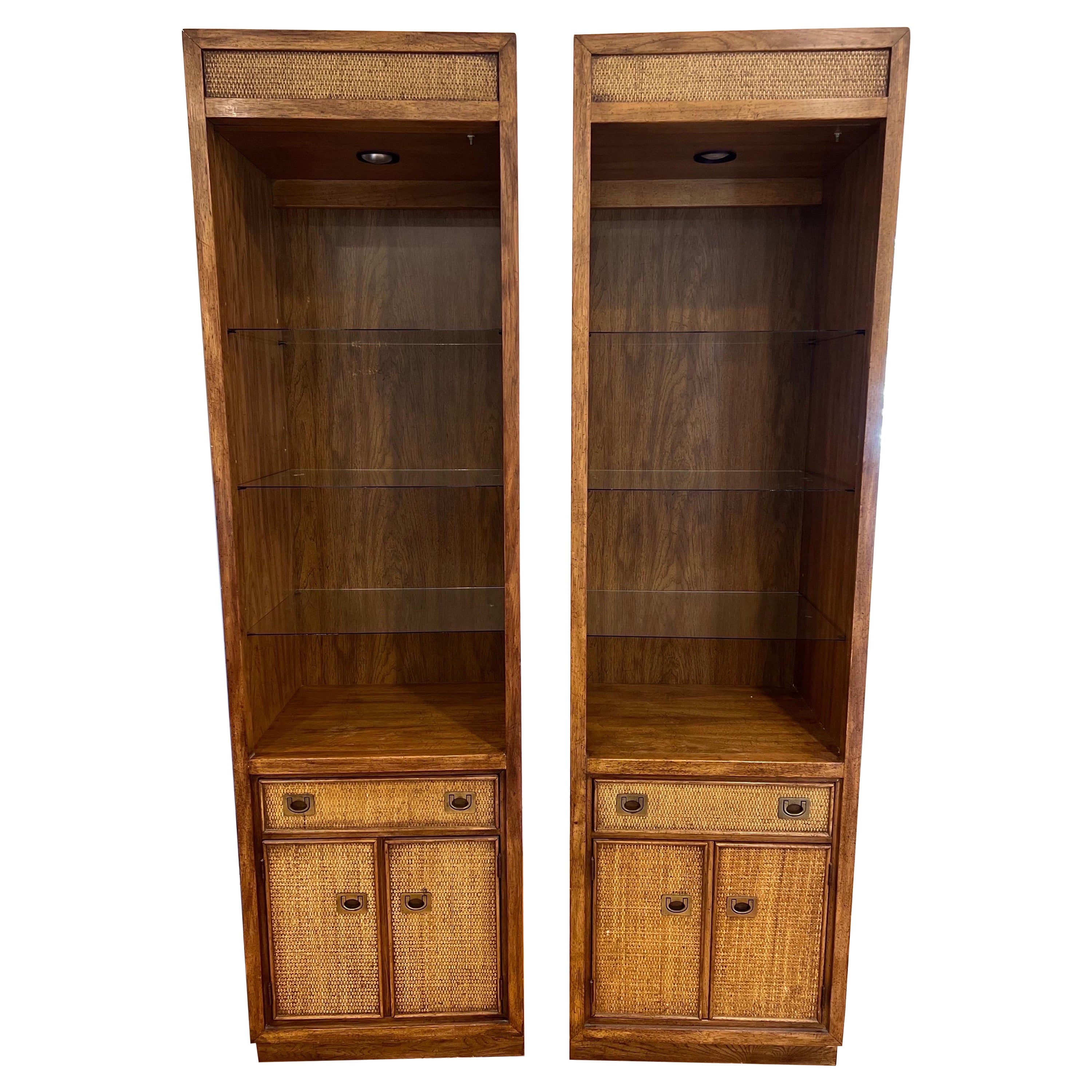 Pair rare MCM American of Martinsville Walnut Display Cabinets / Shelves  For Sale