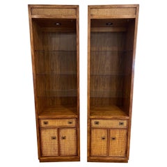 Retro Pair rare MCM American of Martinsville Walnut Display Cabinets / Shelves 