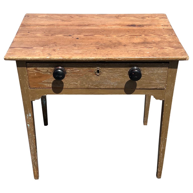 19th Century Pine One Drawer Stand in Ochre Paint For Sale at 1stDibs