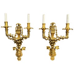 Antique Pair Of Caldwell Gilt Bronze Wall Sconces