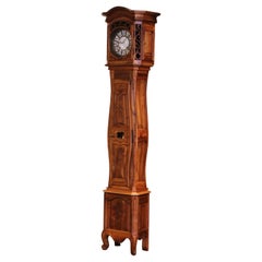 Antique 19th Century French Louis XV Carved Walnut Tall Case Clock from Provence