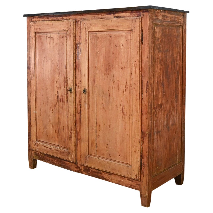 A Tall Large 'square' 19th Century French Painted Fruitwood Cupboard - Sideboard