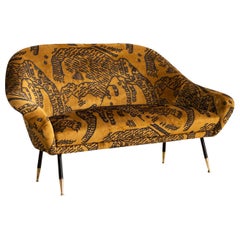 Loveseat italien de Gastone Rinaldi pour Rima en tissu "Tiger Mountain" de Dedar