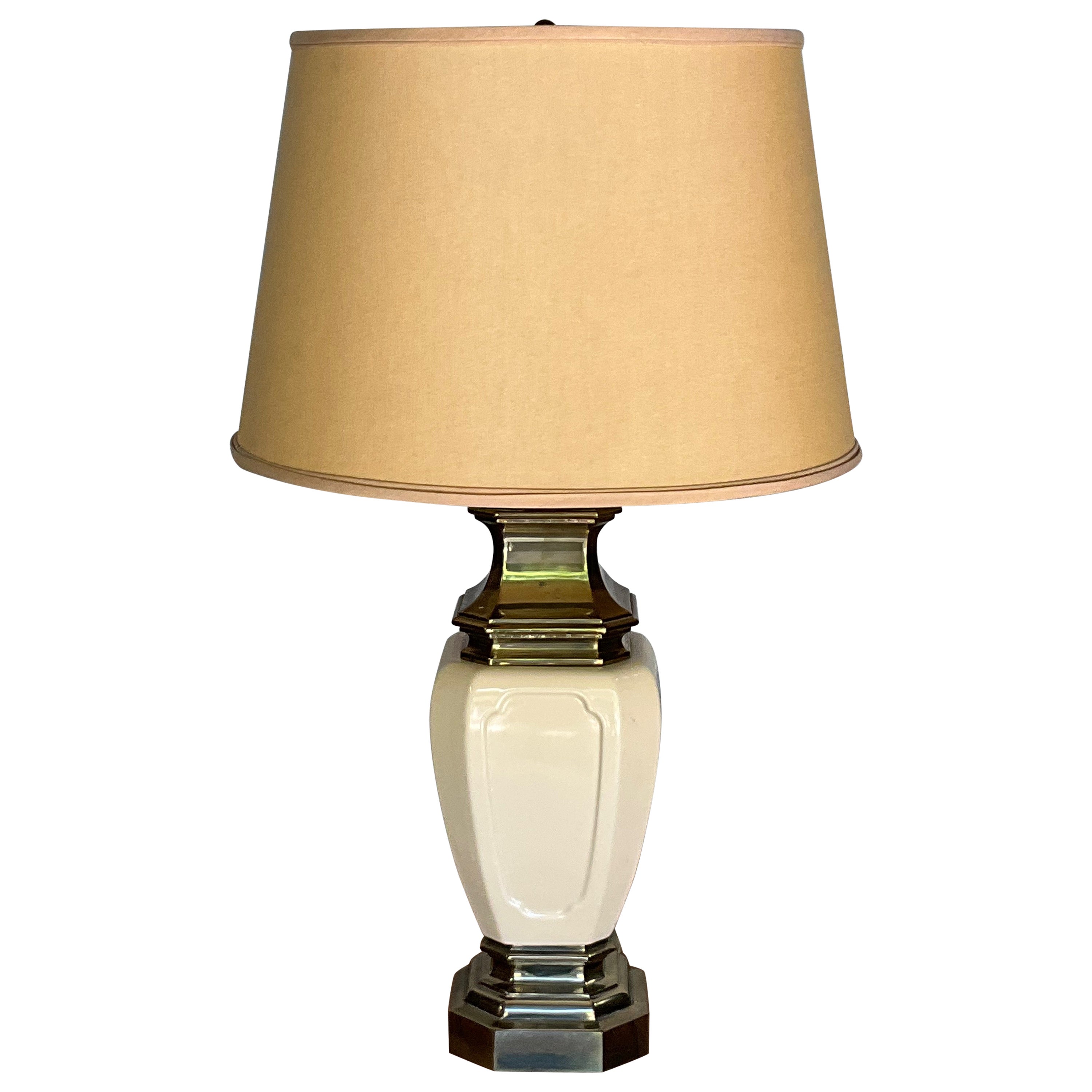 American Mid-Century Ceramic and Brass Stiffel Table Lamp For Sale