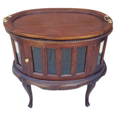 George III Style Mahogany Oval Vitrine Table with Two-Handle Tray Top