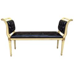 Painted Louis XIV Style Tufted Window Bench 11