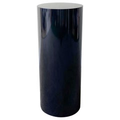 Vintage Postmodern Black Lacquer Laminate Cylindrical Pedestal