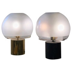 Mid Century Pair of Brass Table Lamps Porcino by L.C. Dominioni for Azucena 1966