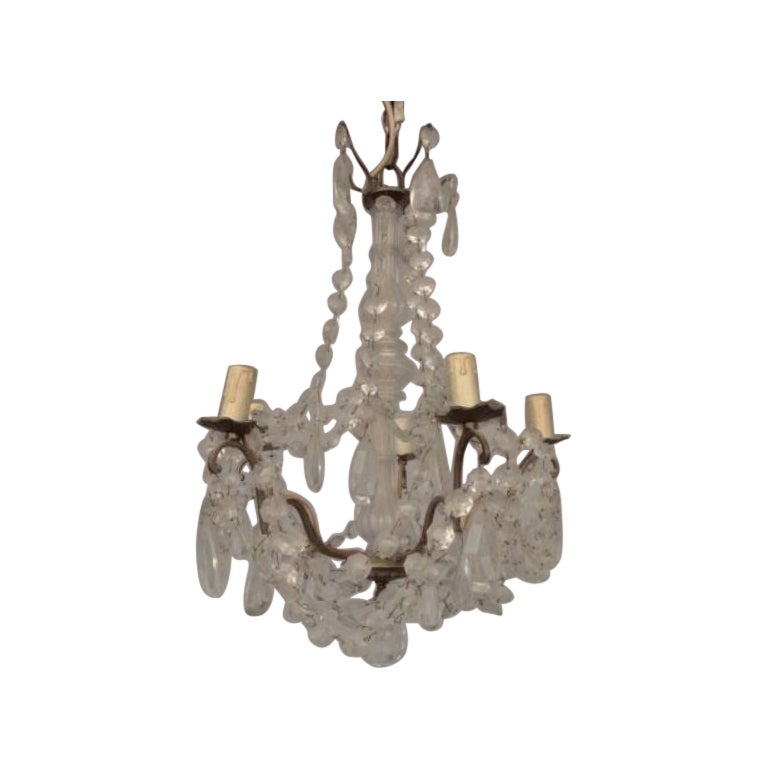 Chandelier with Pendants and Garlands with 6 Lights, circa 1900 For Sale