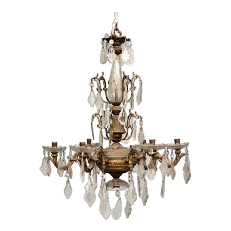 Chandelier with Bronze Drops Style, circa 1900 For Sale