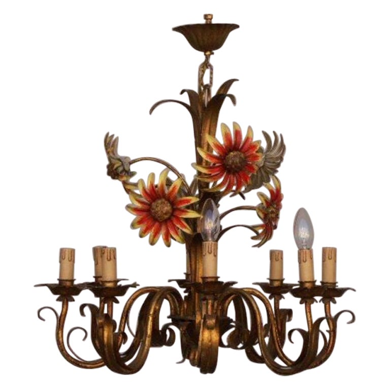 Chandelier Bronze and Polychromy, 1940 For Sale