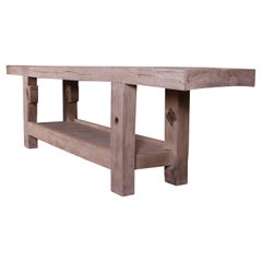 French Scrubbed Oak Console Table