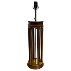 1960s Arched Walnut Wood Table Lamp
