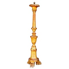 Lamp Base in Gilded Wood with Claw Feet, 19th Century