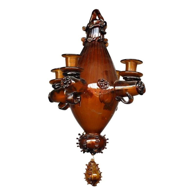 Brown Murano Blown Glass Lantern For Sale