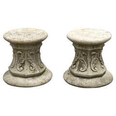 Italian Classical French Regency Style 16" Cement Outdoor Garden Pedestal - Pair