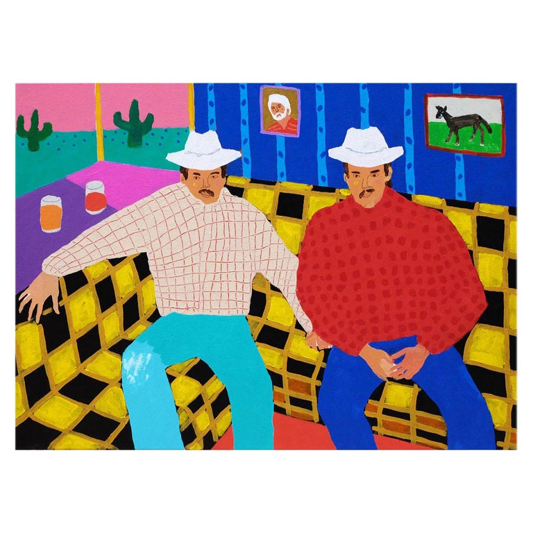 'Rodeo Bums' Portrait Painting by Alan Fears, Cowboys For Sale