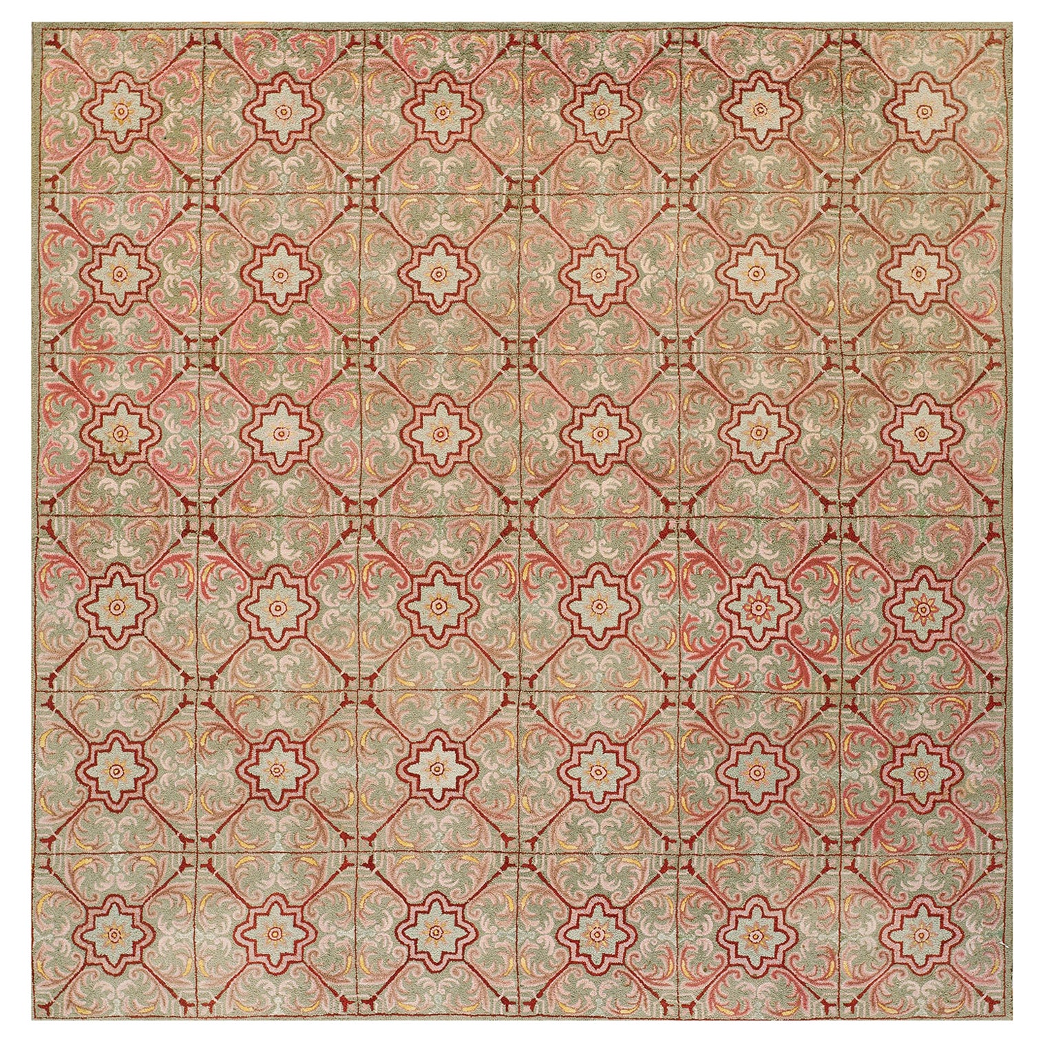 Antique American Hooked Rug  6' 4''x6' 4'' For Sale