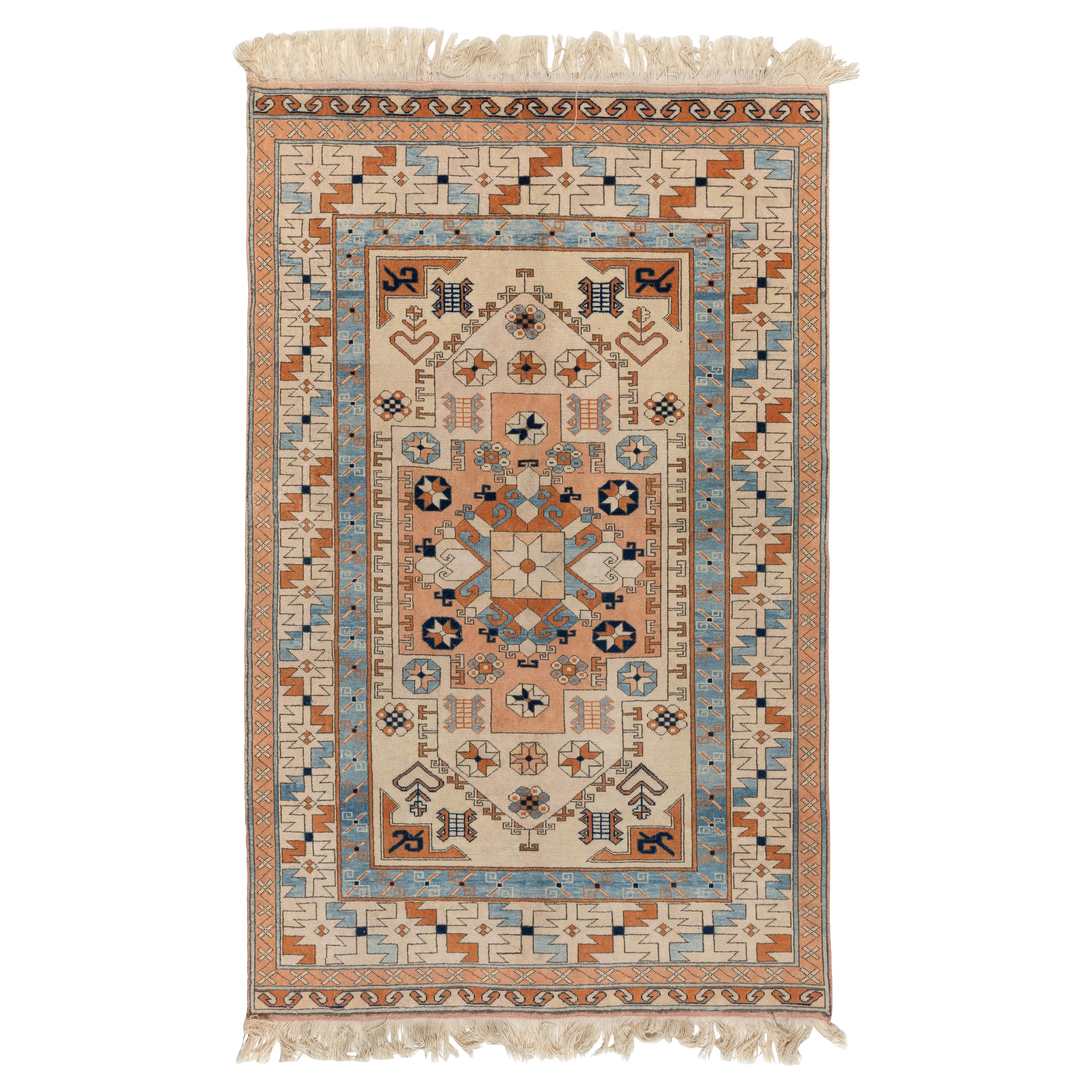 5x8 Ft Vintage Turkish Rug, One of a Kind Hand-knotted Carpet, Soft Wool Pile For Sale